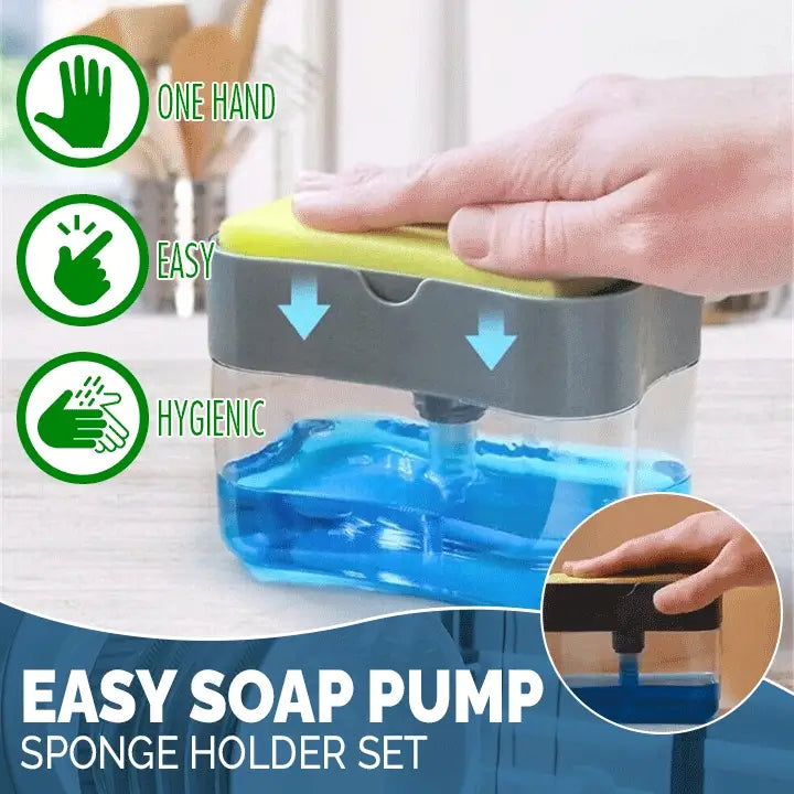 "2-in-1 Soap Dispenser with Sponge Holder – Durable, space-saving & easy dishwashing solution."