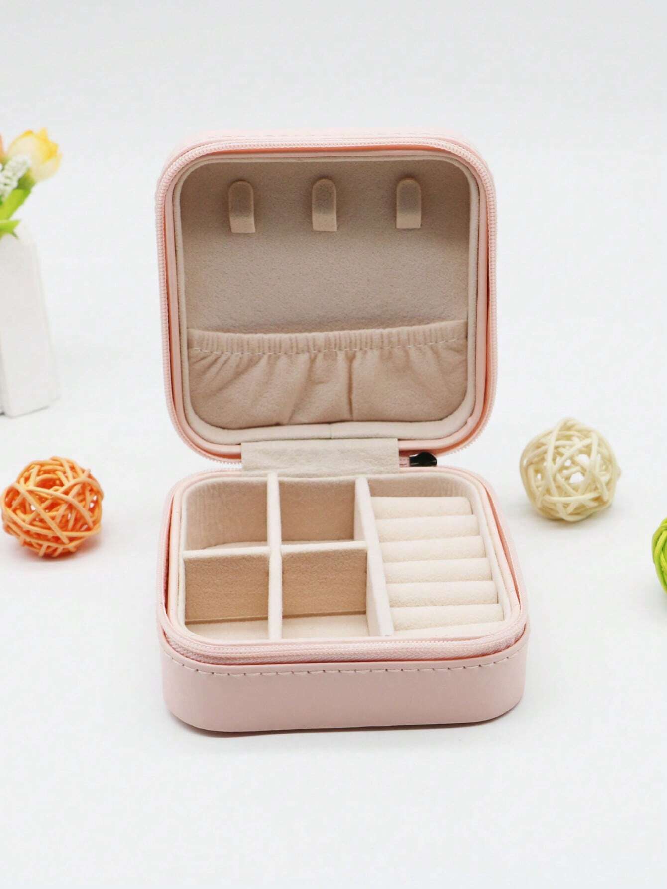 Leather Jewelry Storage Box – Organizer Stand for Earrings, Rings, & Cosmetics | Elegant Beauty Container