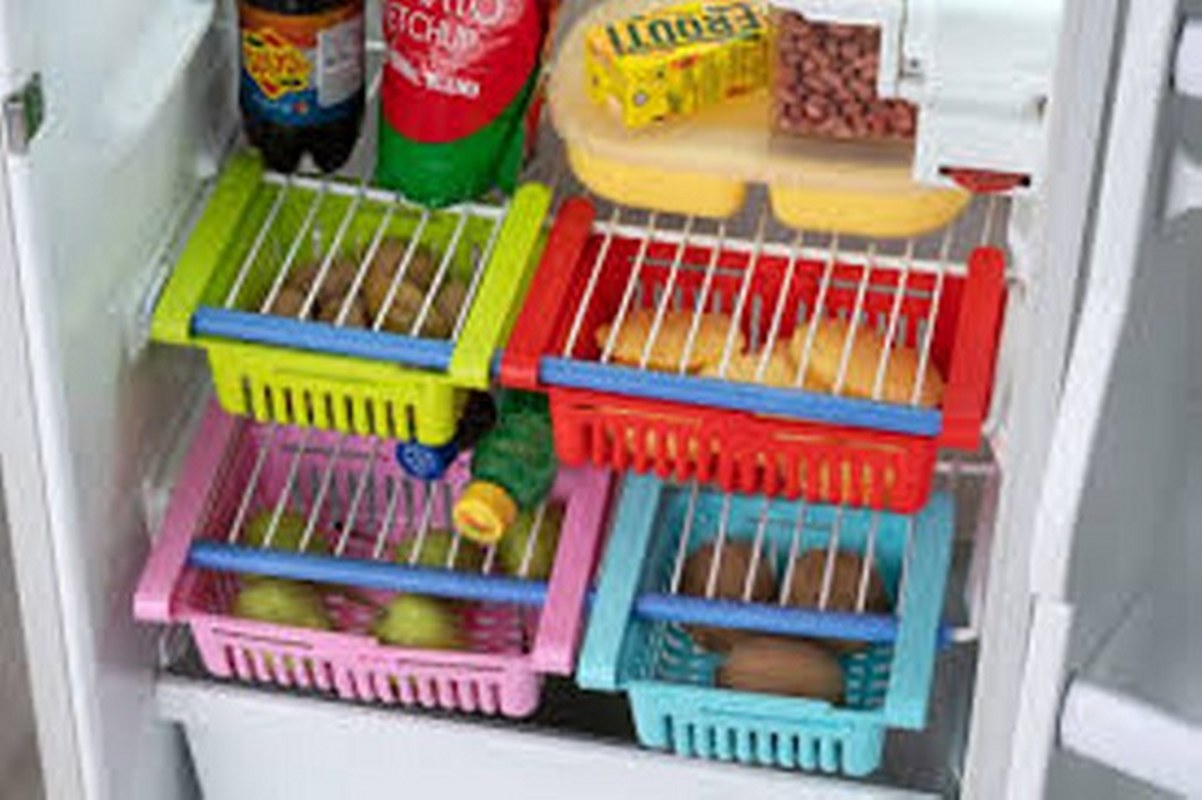 Adjustable Fridge Storage Basket – Durable Plastic Organizer for Kitchen & Refrigerator