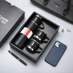 4-in-1 Stainless Steel Vacuum Water Bottle 500ml with 3 Leak-Proof Cups β Perfect for Gym, Home & Outdoor