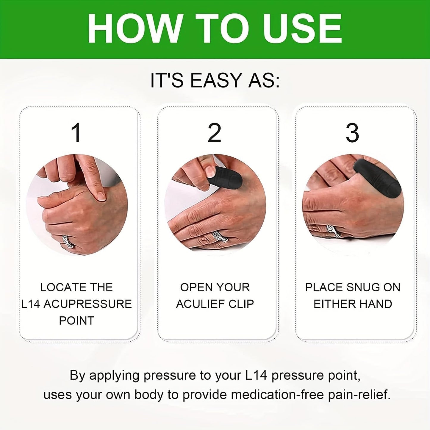 Original Li4 Acupressure Clip | Wearable Sugar Control, Stress & Headache Relief Hand Pressure Point Tool