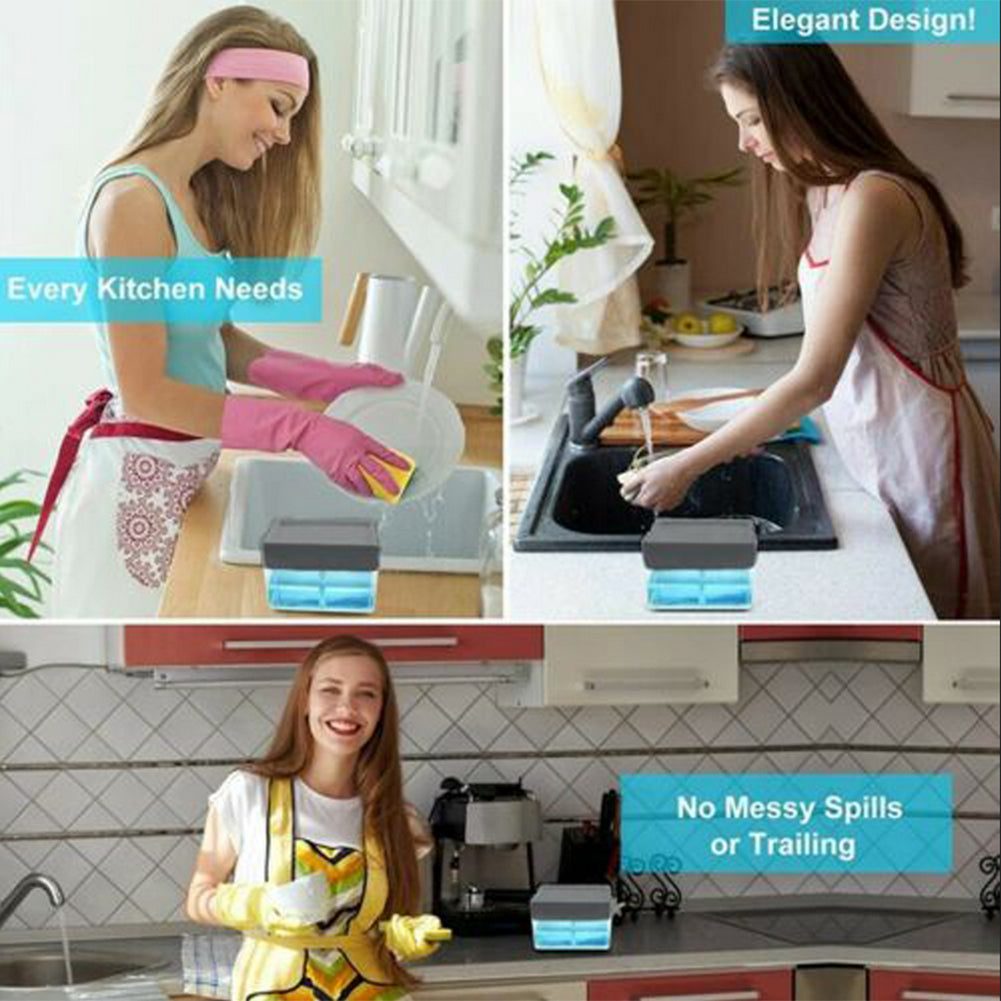 "2-in-1 Soap Dispenser with Sponge Holder – Durable, space-saving & easy dishwashing solution."