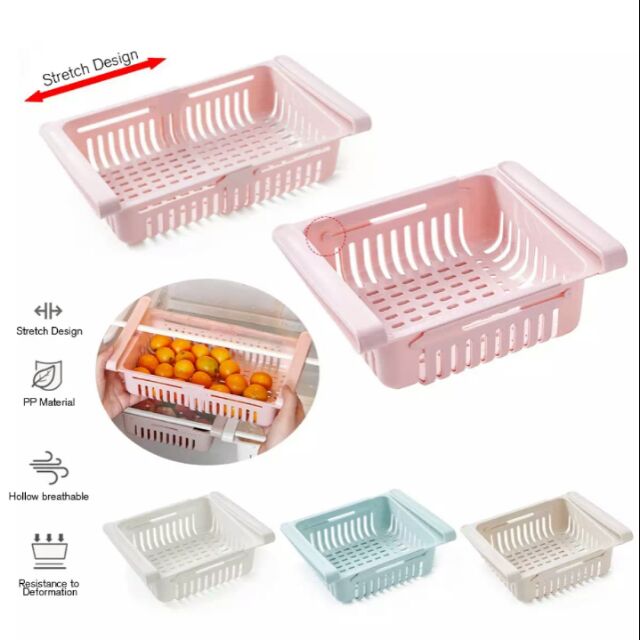 Adjustable Fridge Storage Basket – Durable Plastic Organizer for Kitchen & Refrigerator
