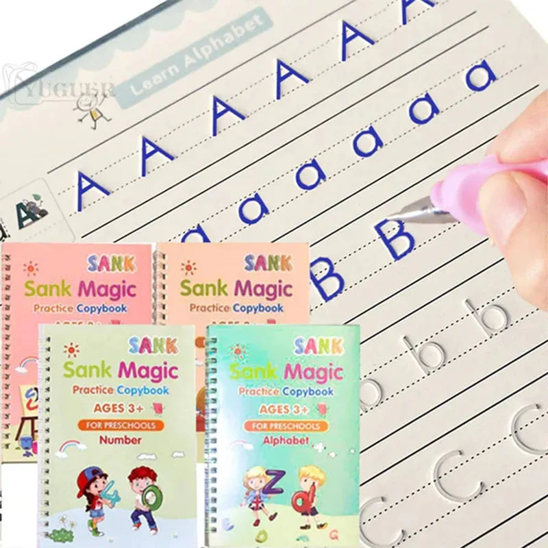 Mega Sale Offer - Kids Reusable Practice Book (4 Books + 1 Pen + 1 Grip & 10 Refills)