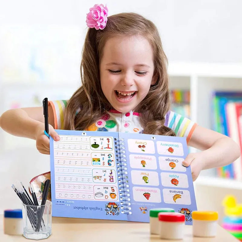 Mega Sale Offer - Kids Reusable Practice Book (4 Books + 1 Pen + 1 Grip & 10 Refills)