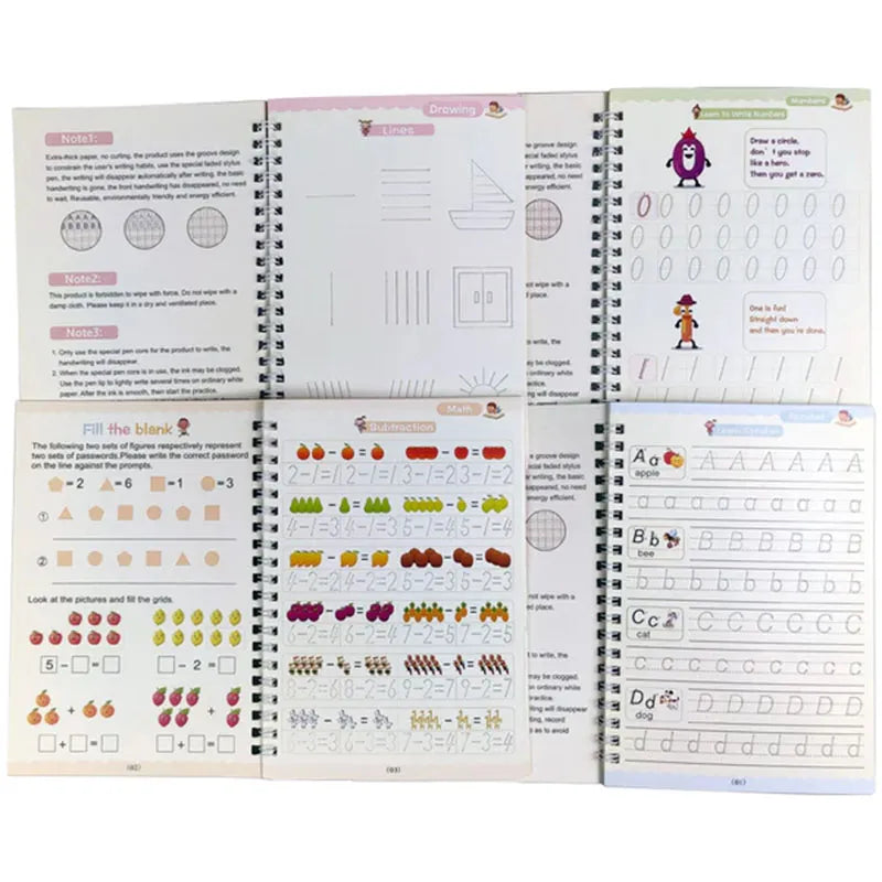 Mega Sale Offer - Kids Reusable Practice Book (4 Books + 1 Pen + 1 Grip & 10 Refills)