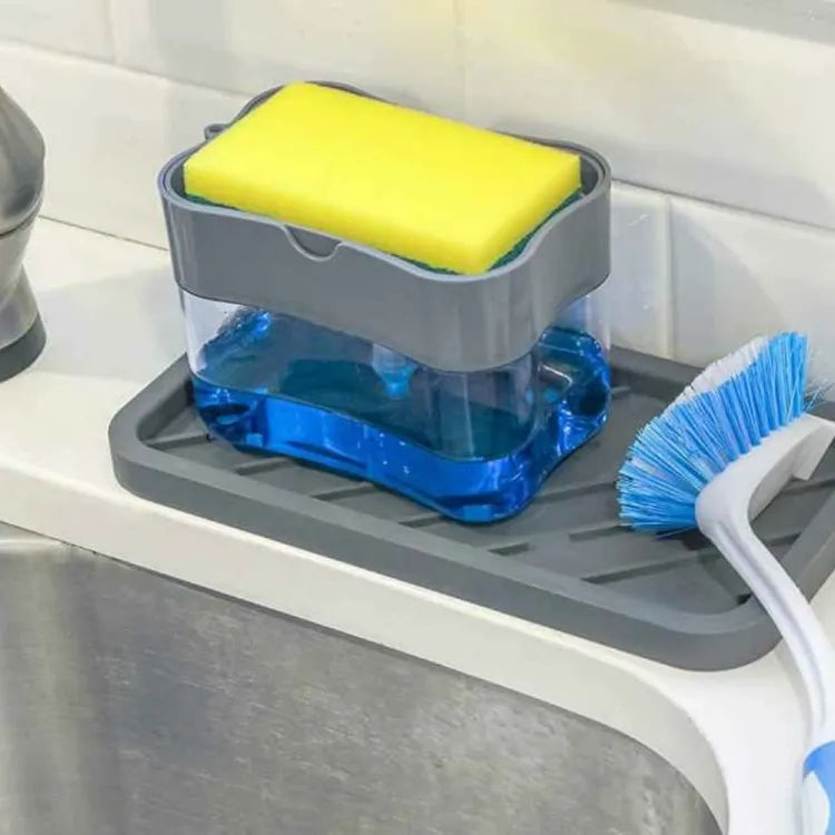 "2-in-1 Soap Dispenser with Sponge Holder – Durable, space-saving & easy dishwashing solution."