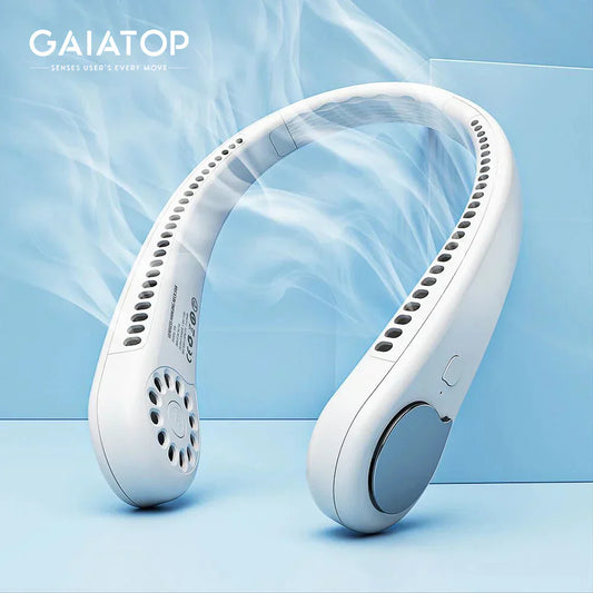 Portable USB Rechargeable Neck Fan – Hands-Free Cooling Device