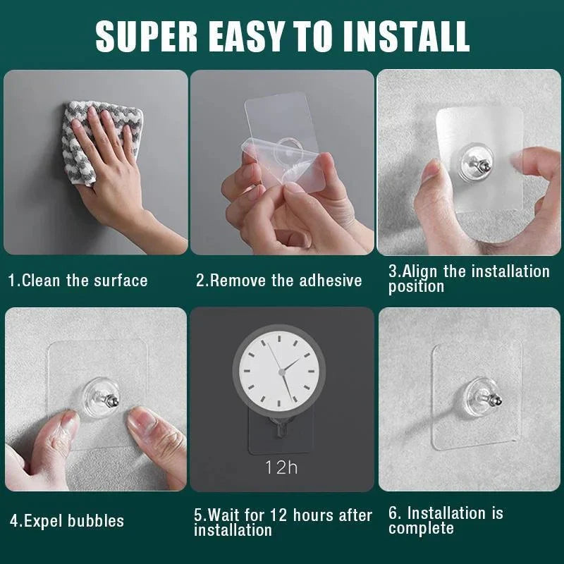 (Pack of 20) Punch-Free Self-Adhesive Screw Wall Hooks | Heavy-Duty Hooks for Home & Outdoor Use