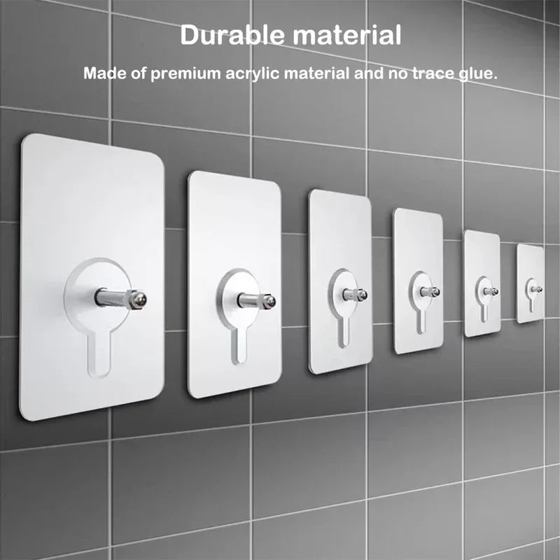 (Pack of 20) Punch-Free Self-Adhesive Screw Wall Hooks | Heavy-Duty Hooks for Home & Outdoor Use