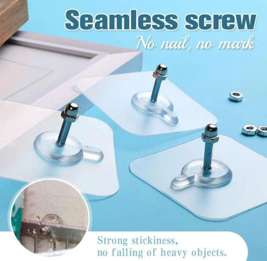 (Pack of 20) Punch-Free Self-Adhesive Screw Wall Hooks | Heavy-Duty Hooks for Home & Outdoor Use