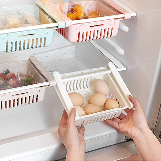 Adjustable Fridge Storage Basket – Durable Plastic Organizer for Kitchen & Refrigerator