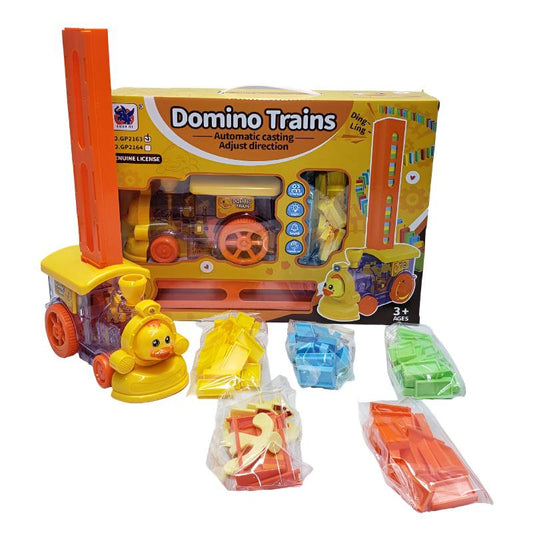 Domino Train Toy Blocks Set with Lights & Sounds – Automatic Domino Setup Toy for Kids